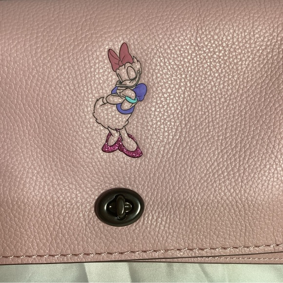 Coach Disney Daisy Duck Motif Dinky Pink Leather Crossbody Bag NEW Duster Includ - Picture 4 of 16